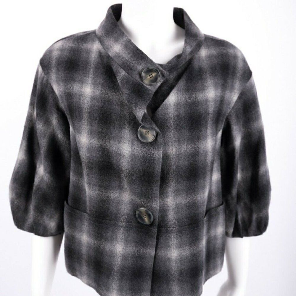 Vince Women's Blazer Jacket Small Gray Plaid